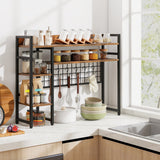 Desktop Bookshelf with 4 Open Spacious Storage Shelves for Computer Monitor Up to 32 Inch-