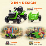 AIYAPLAY 12V Ride on Tractor and Trailer with Remote Control, Music, Shifter, Start-Up Sound, for Kids Ages 3-8 Years, Green