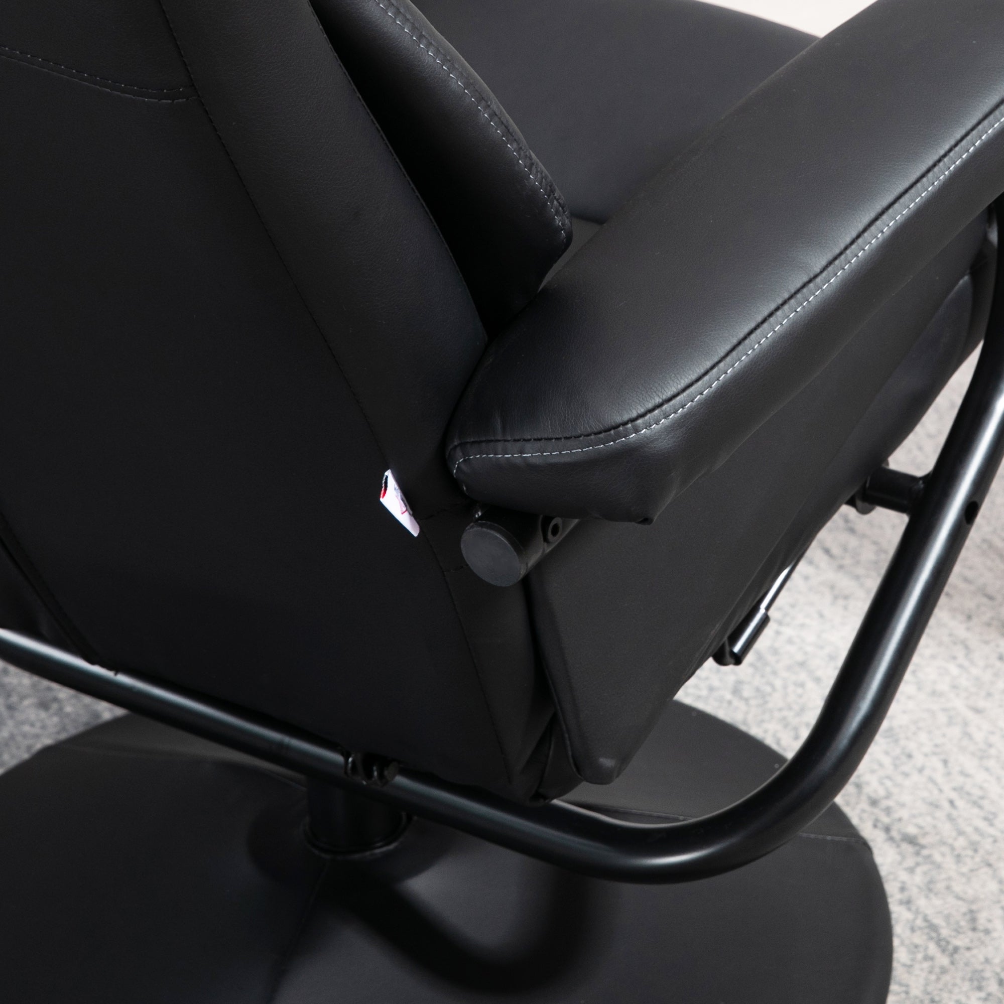 Elegant HOMCOM Swivel Recliner Chair with Footstool, Luxury PU Leather Recliner Armchair with Ottoman, Steel Base, Upholstered Reclining Chair for Living Room, Bedroom, Office, Black