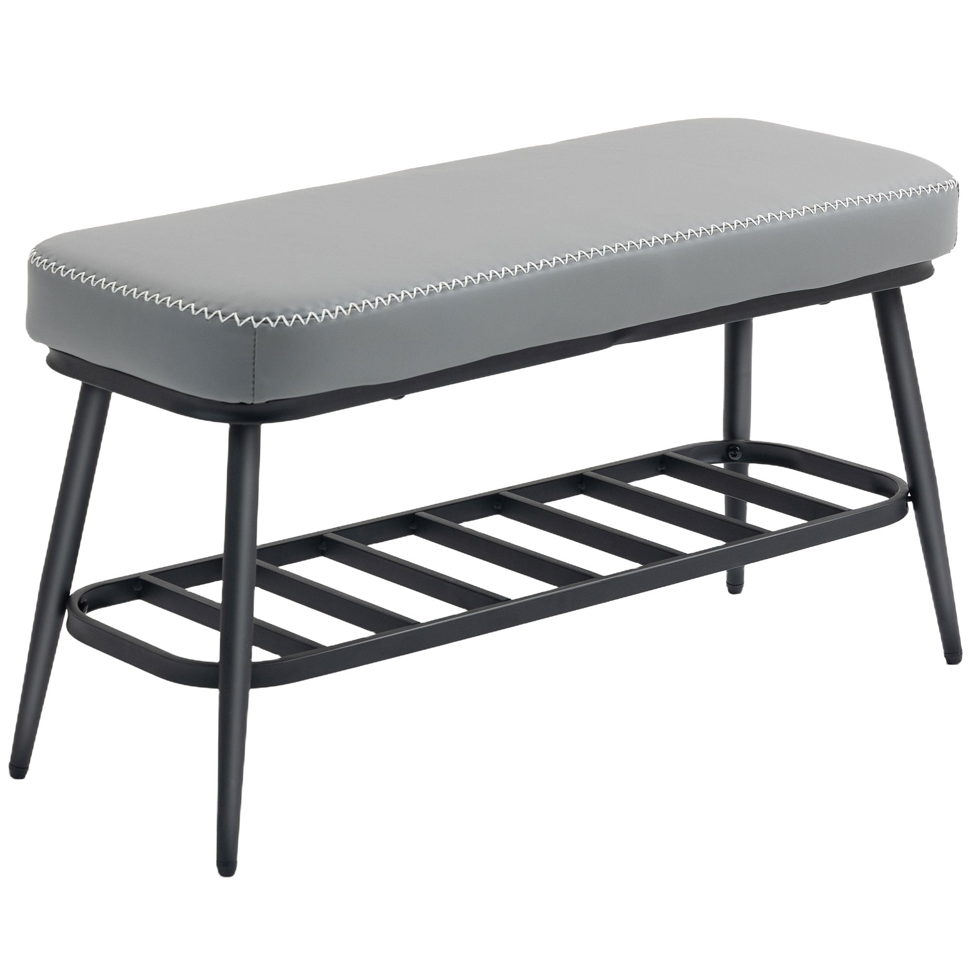 Elegant HOMCOM Luxury PU Leather Shoe Spacious Storage Modern Bench - in Sophisticated Grey