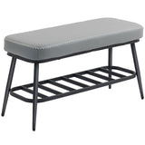 Elegant HOMCOM Luxury PU Leather Shoe Spacious Storage Modern Bench - in Sophisticated Grey