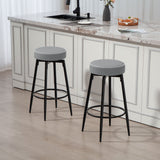 Elegant HOMCOM Set of Two Faux Leather Bar Stools - in Sophisticated Grey/Black