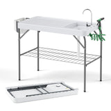 Foldable Fish Cleaning Table 2 in 1 Outdoor Workstation with Sink