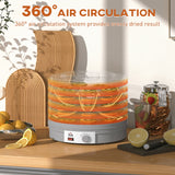 Elegant HOMCOM 5 Tier Food Dehydrator, 245W Food Dryer Machine with Adjustable Temperature Control for Drying Fruit, Meat, Vegetable, Jerky and Pet Treat, in Sophisticated Grey