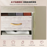 Elegant HOMCOM Chest of Four Fabric Drawers - Natural Wood Finish