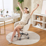 Elegant HOMCOM Velvet-Feel Office Chair with Adjustable Height and Wheels - Cream White