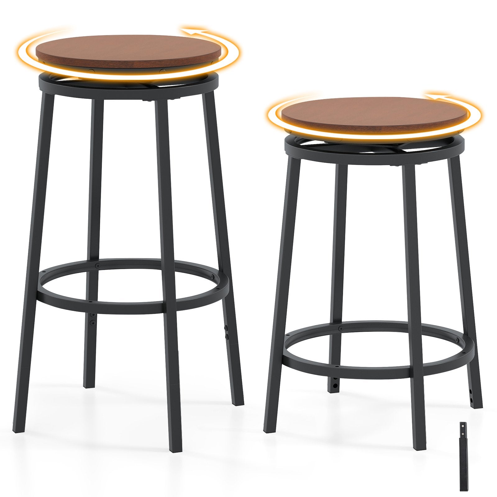 360° Swivel Bar Stools Set of 2 Height Adjustable Kitchen Stools for Kitchen Island-