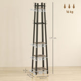 Elegant HOMCOM Industrial Coat Stand with 8 Hooks and 4 Shelves - in Sophisticated Grey