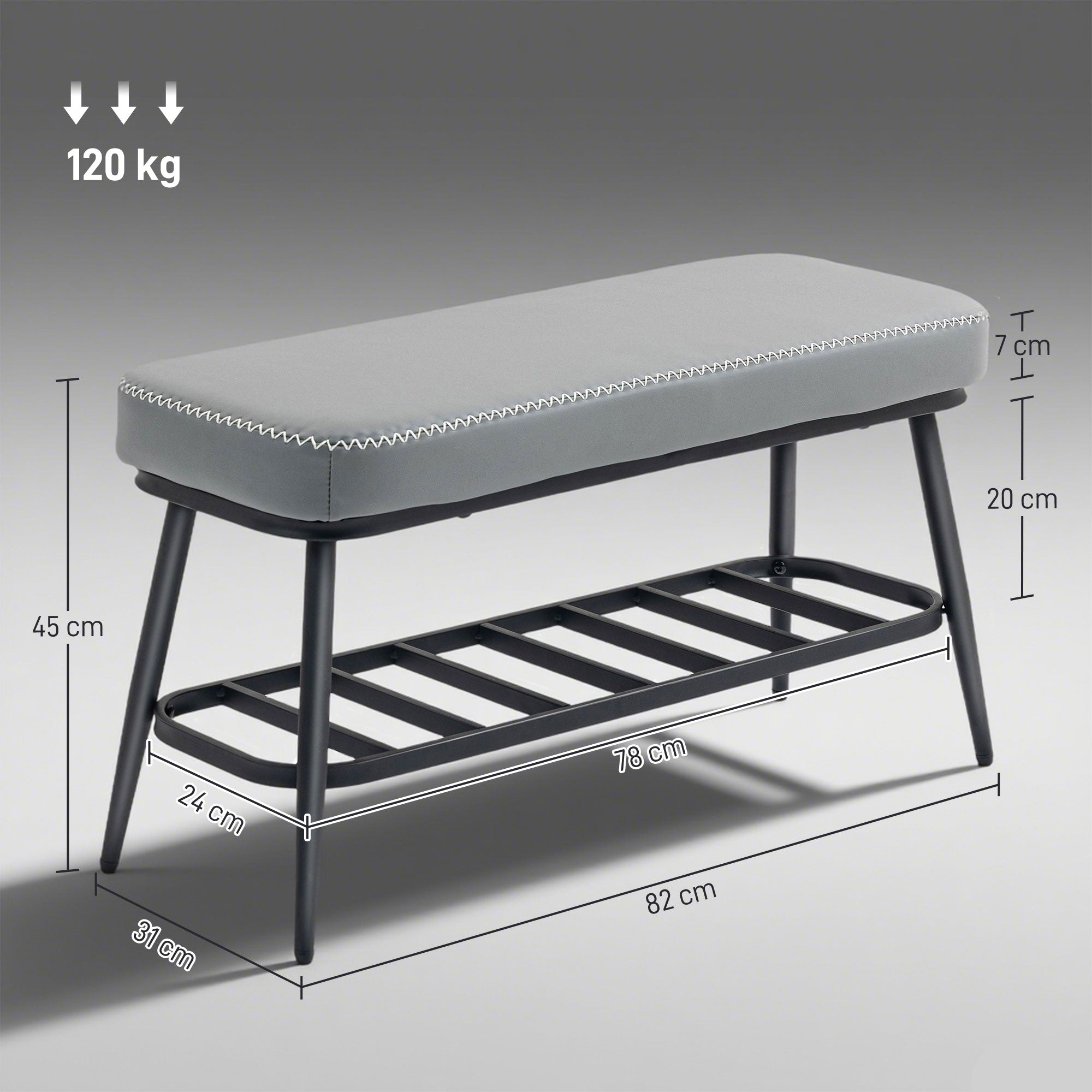 Elegant HOMCOM Luxury PU Leather Shoe Spacious Storage Modern Bench - in Sophisticated Grey