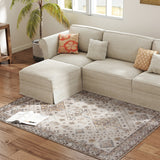 Elegant HOMCOM Vintage Area Rug, Non-Slip Washable Rug, Flannel Floor Carpet for Living Room, Bedroom, Dining Room, Home Office, 170 x 120 cm, Beige