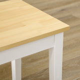 Elegant HOMCOM Dining Table and Modern Bench Set, Farmhouse Kitchen Table and Modern Bench with Wooden Frame for Living Room, Dining Room, Natural and White