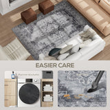 Elegant HOMCOM Vintage Area Rug, Non-Slip Washable Rug, Flannel Floor Carpet for Living Room, Bedroom, Dining Room, Home Office, 230 x 160 cm, in Sophisticated Grey