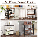 3 Tier Rolling Kitchen Baker's Rack with Adjustable Shelf and Hooks-Net Brown