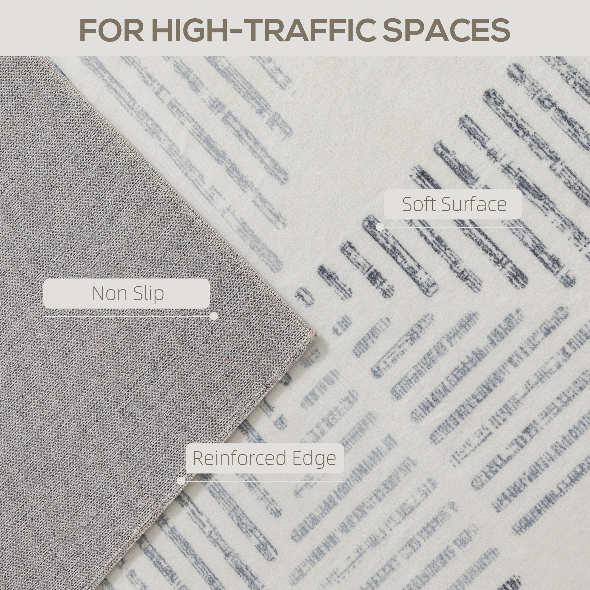 Elegant HOMCOM Modern Area Rug, Geometric Pattern Non-Slip Washable Rug, Soft Floor Carpet for Living Room, Bedroom, Dining Room, Home Office, 290 x 200 cm, in Sophisticated Grey