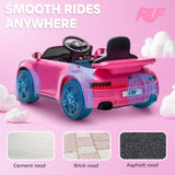 AIYAPLAY Licensed RUF CTR 2017 Electric Car for Kids, with Remote Control, Soft Start, MP3 Player, LED Lights, Pink