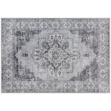 Elegant HOMCOM Vintage Area Rug, Non-Slip Washable Rug, Flannel Floor Carpet for Living Room, Bedroom, Dining Room, Home Office, 290 x 200 cm, in Sophisticated Grey
