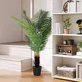 Elegant HOMCOM 150cm Artificial Areca Palm Tree with 12 PE Leaves, Decorative Artificial Plant with Plastic Pot and Flocked Soil, Fake Plant for Home Office Decor, Green