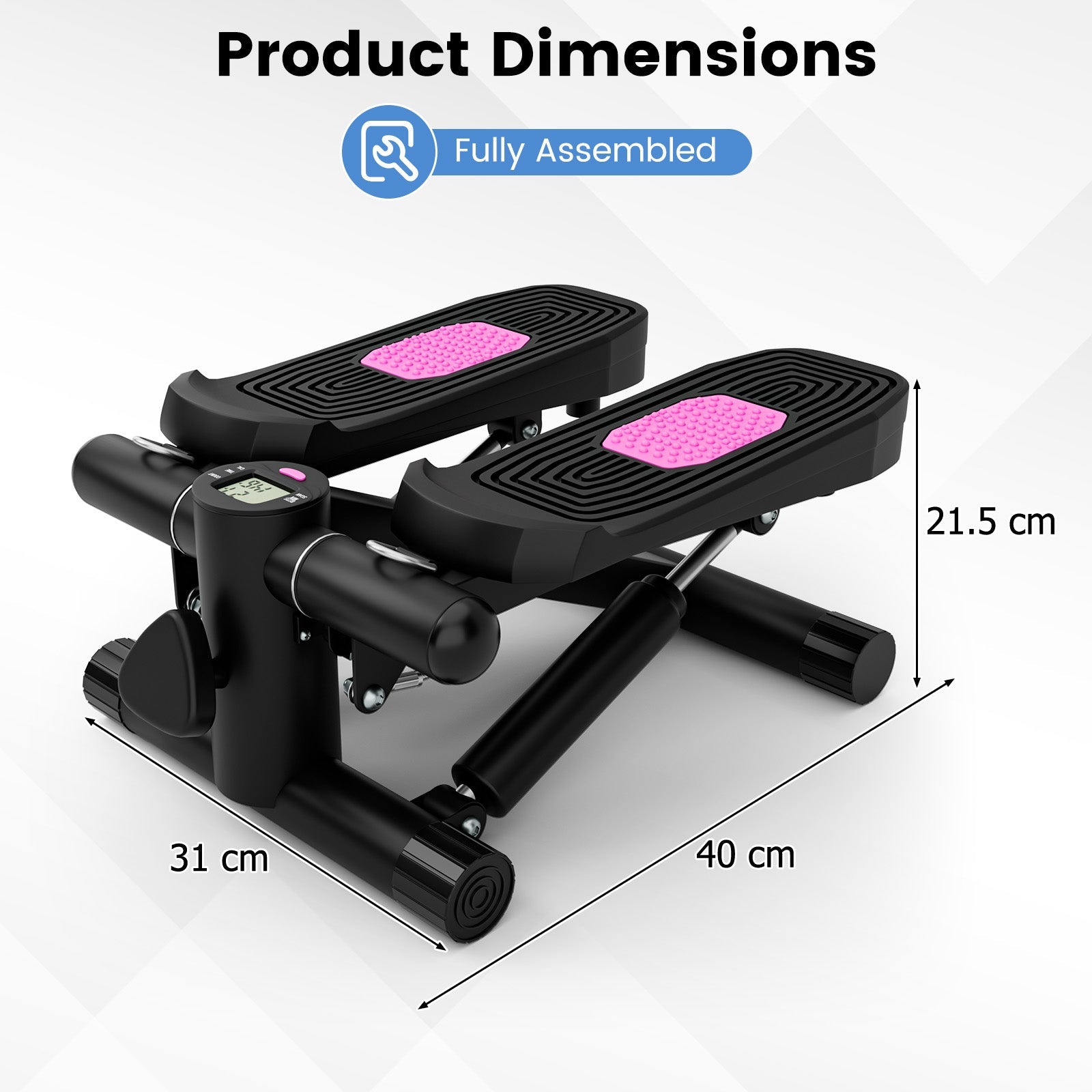 Mini Stepper for Workout Portable Hydraulic Stepper with Resistance Bands-