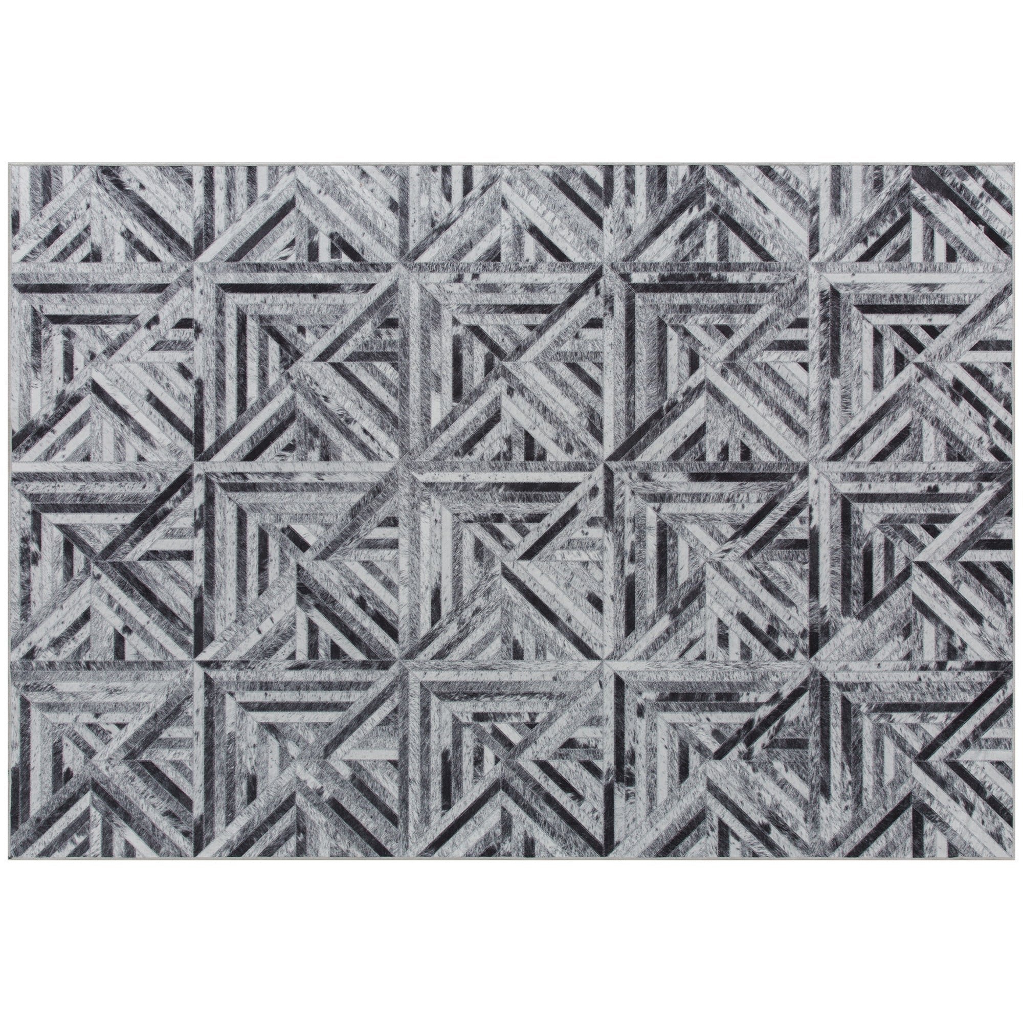Elegant HOMCOM Modern Area Rug, Triangle Pattern Non-Slip Washable Rug, Chenille Floor Carpet for Living Room, Bedroom, Dining Room, Home Office, 290 x 200 cm, Black