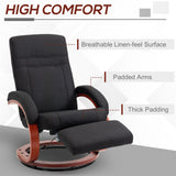 Elegant HOMCOM 135° Manual Reclining Swivel Chair, with Footrest - Black