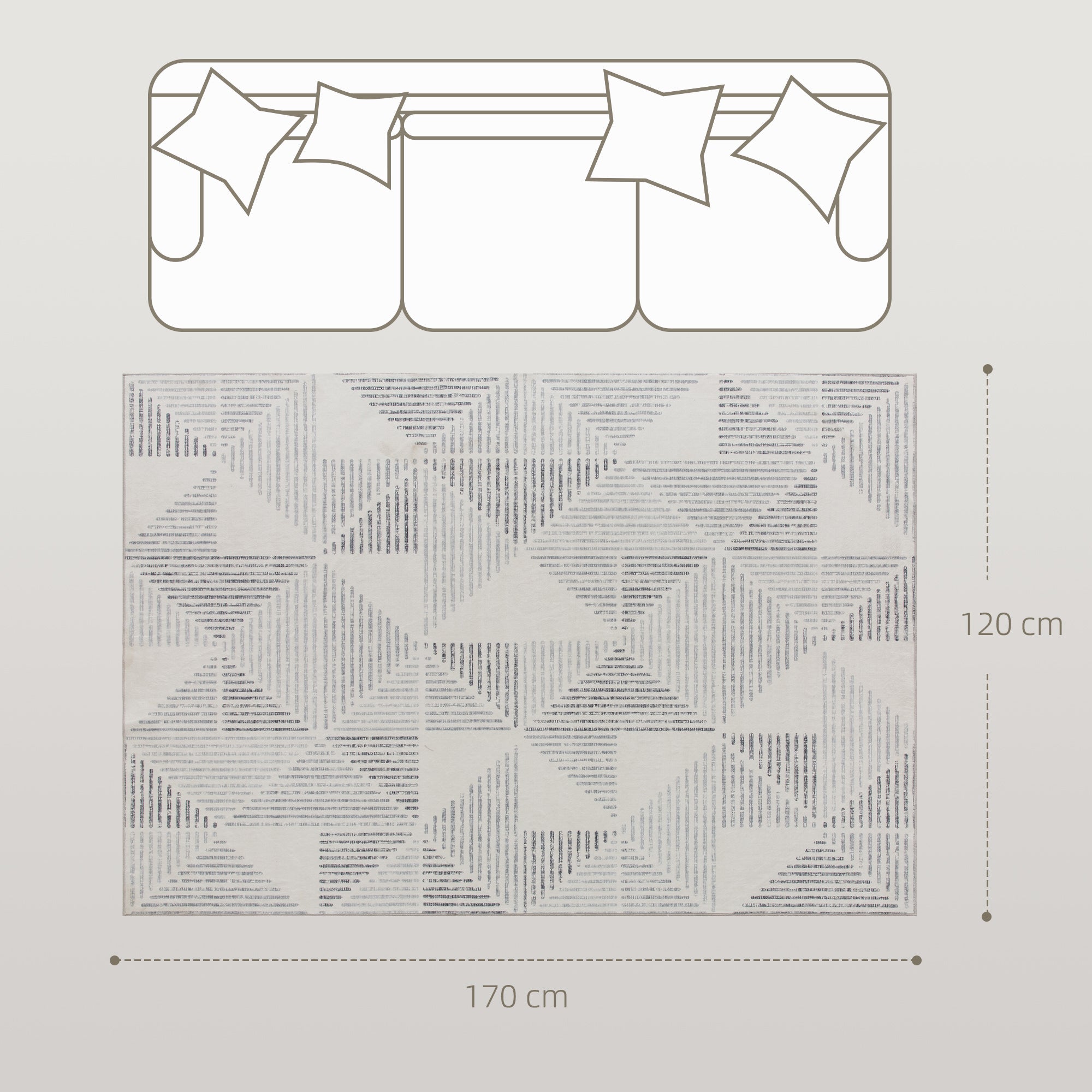 Elegant HOMCOM Modern Area Rug, Geometric Pattern Non-Slip Washable Rug, Soft Floor Carpet for Living Room, Bedroom, Dining Room, Home Office, 170 x 120 cm, in Sophisticated Grey