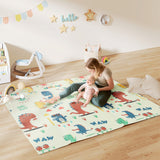 AIYAPLAY Baby Play Mat, Double Sideded Foldable Kids Crawling Mat, Reversible & Waterproof, Dinosaur