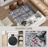 Elegant HOMCOM Modern Area Rug, Triangle Pattern Non-Slip Washable Rug, Chenille Floor Carpet for Living Room, Bedroom, Dining Room, Home Office, 170 x 120 cm, Black