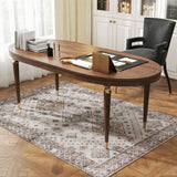 Elegant HOMCOM Vintage Area Rug, Non-Slip Washable Rug, Flannel Floor Carpet for Living Room, Bedroom, Dining Room, Home Office, 170 x 120 cm, Beige