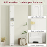 Elegant HOMCOM 185 cm Tall Bathroom Cabinet with Arched Doors - White