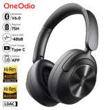Oneodio A6 ANC - Wireless Bluetooth 6.0 Headphones, 48dB Hybrid Active Noise Cancelling, Over Ear, Hi-Res Audio, LDAC, Built-in Mic, APP Control - Perfect for Commuting, Work, Travel, and Immersive Music Lovers