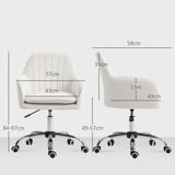 Elegant HOMCOM Velvet-Feel Office Chair with Adjustable Height and Wheels - Cream White