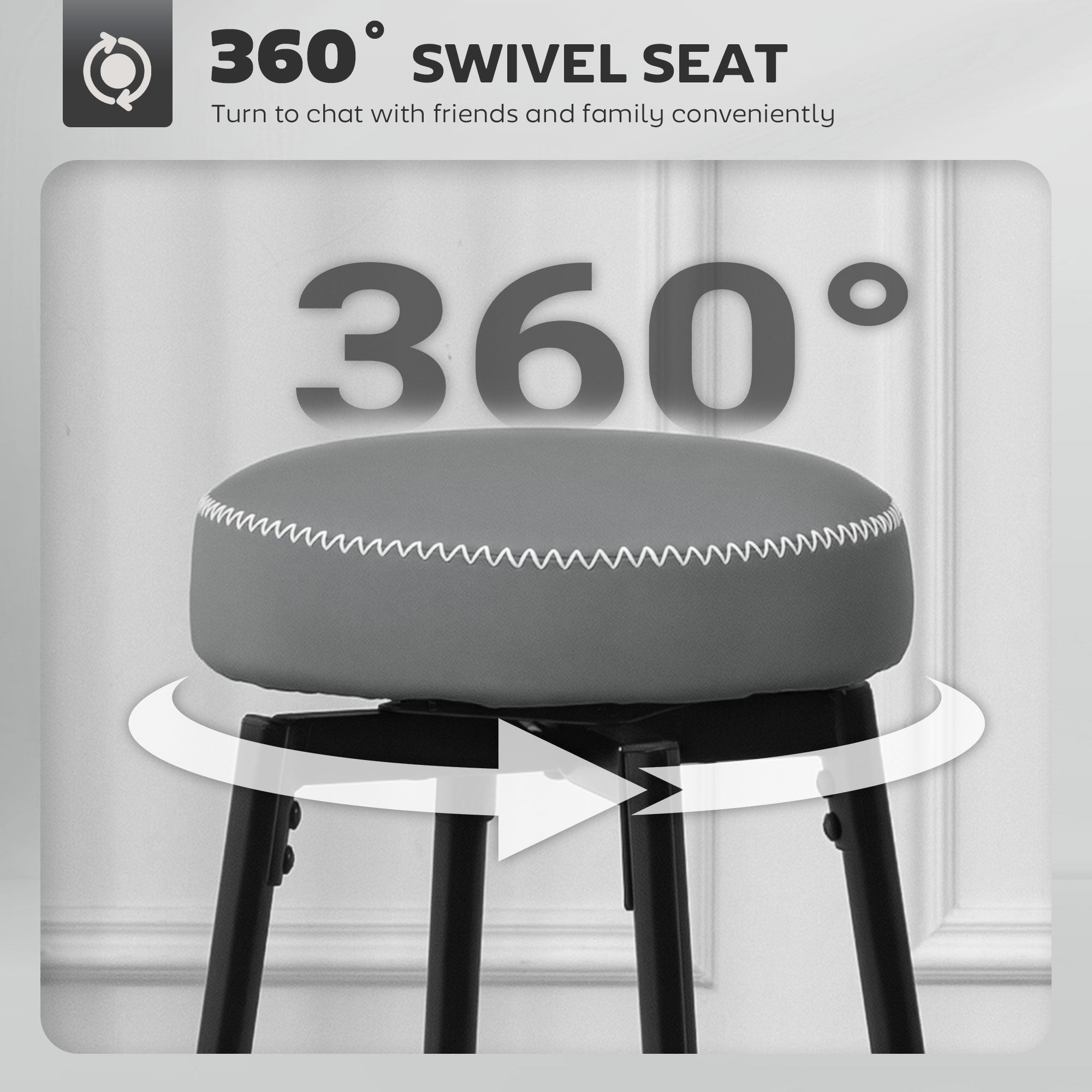 Elegant HOMCOM Set of Two Faux Leather Bar Stools - in Sophisticated Grey/Black