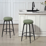 Elegant HOMCOM Set of Two Faux Leather Bar Stools - Green/Black