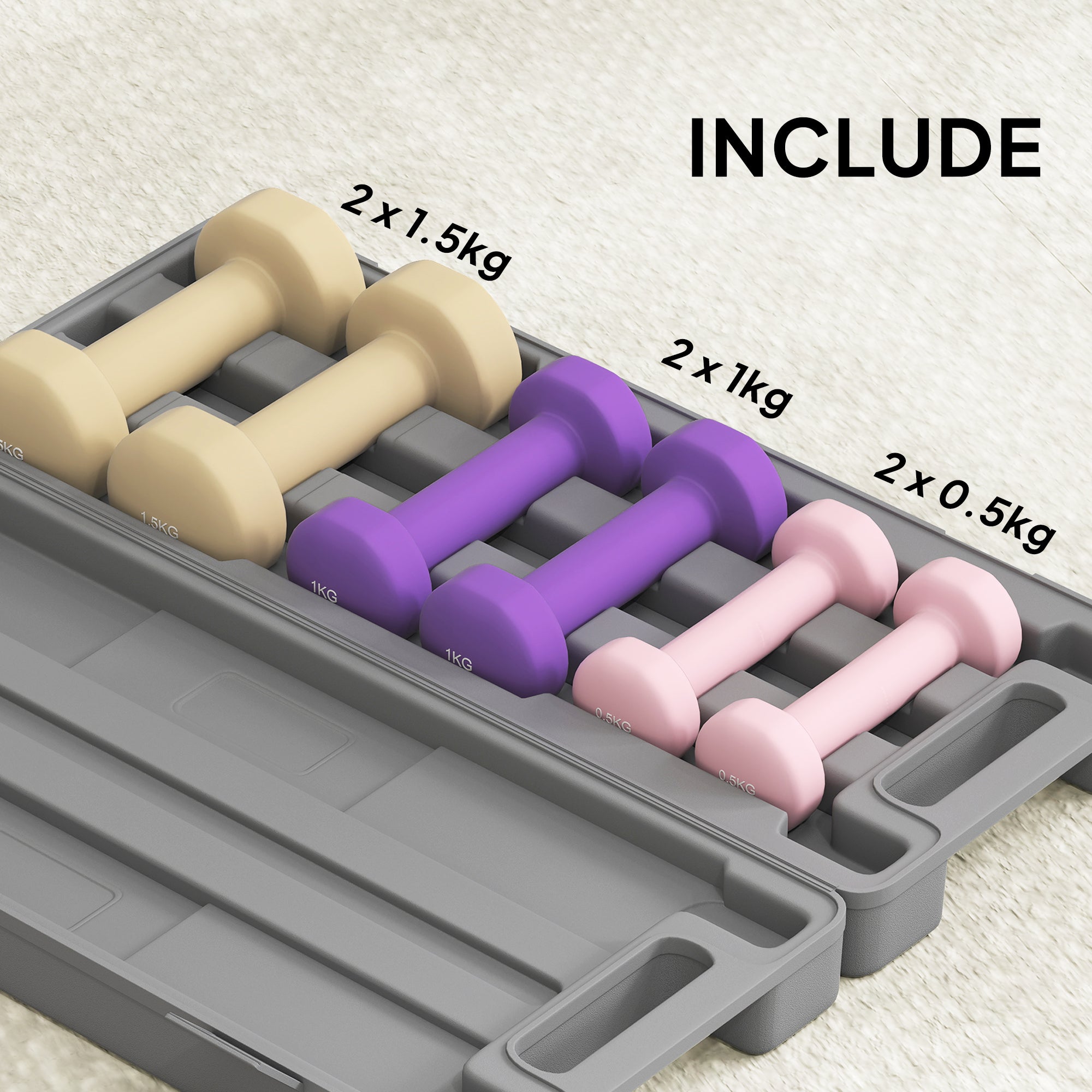 Elegant HOMCOM 6Kg Dumbbell Set, Fitness Weight Set for Men and Women, Home Gym Workout, Pink, Purple, Brown