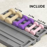 Elegant HOMCOM 6Kg Dumbbell Set, Fitness Weight Set for Men and Women, Home Gym Workout, Pink, Purple, Brown