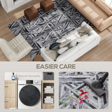 Elegant HOMCOM Modern Area Rug, Triangle Pattern Non-Slip Washable Rug, Chenille Floor Carpet for Living Room, Bedroom, Dining Room, Home Office, 290 x 200 cm, Black