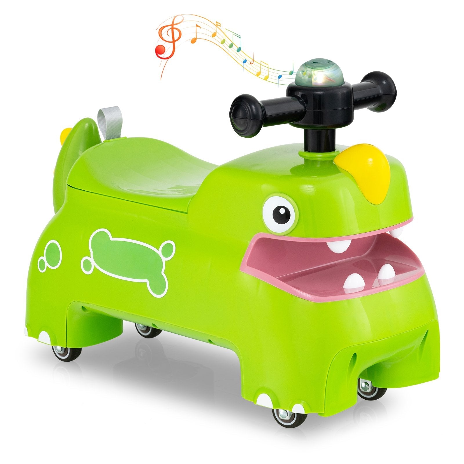 Toddler Ride on Toy with Under Seat Spacious Storage with Music and Lights-Green