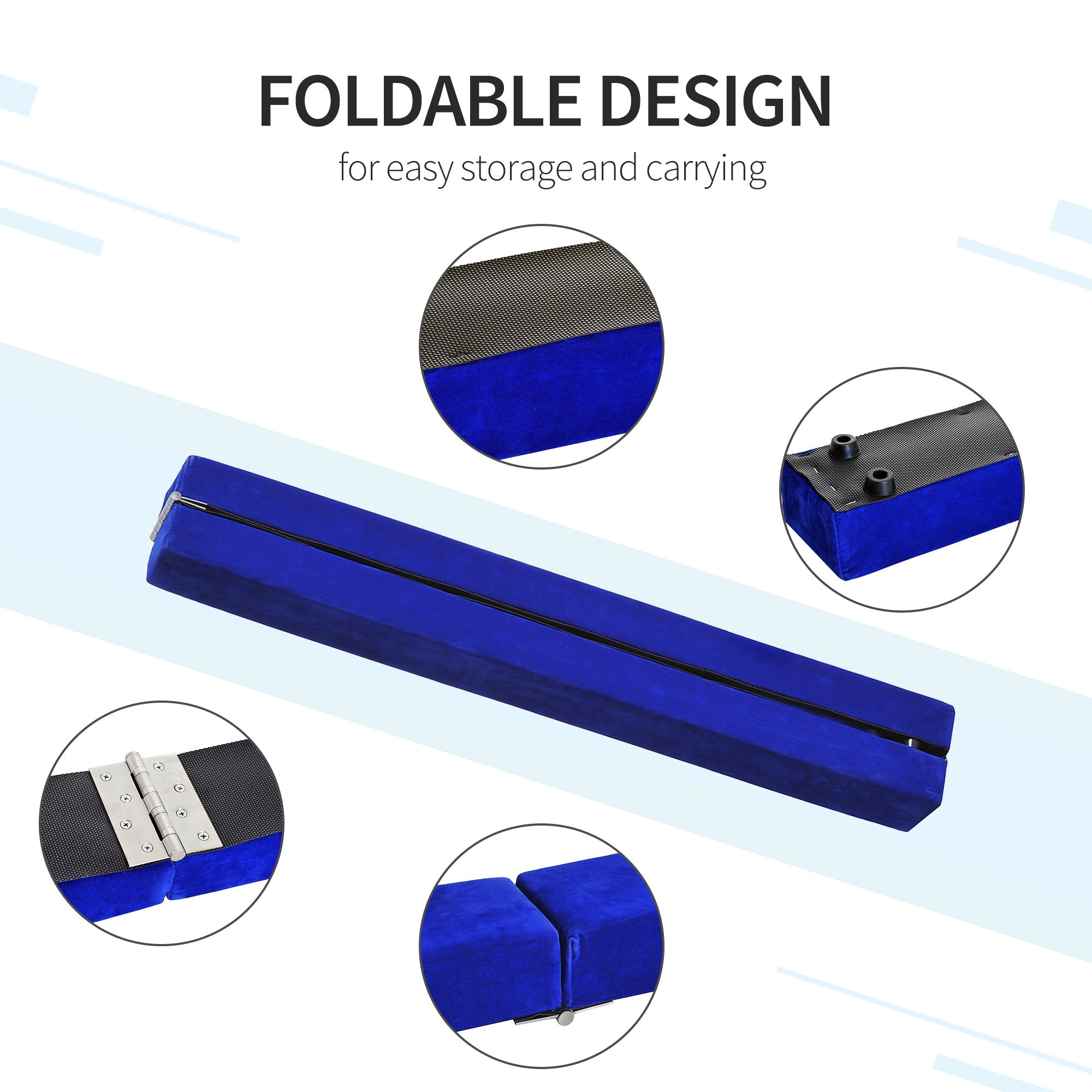 Elegant HOMCOM 2.1M 7FT Gymnastics Folding Balance Beam Home Gym Training Exercise Sports - Blue