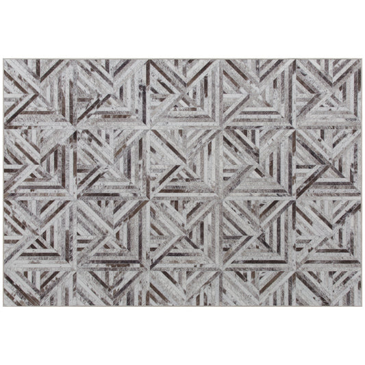 Elegant HOMCOM Modern Area Rug, Triangle Pattern Non-Slip Washable Rug, Chenille Floor Carpet for Living Room, Bedroom, Dining Room, Home Office, 290 x 200 cm, Brown