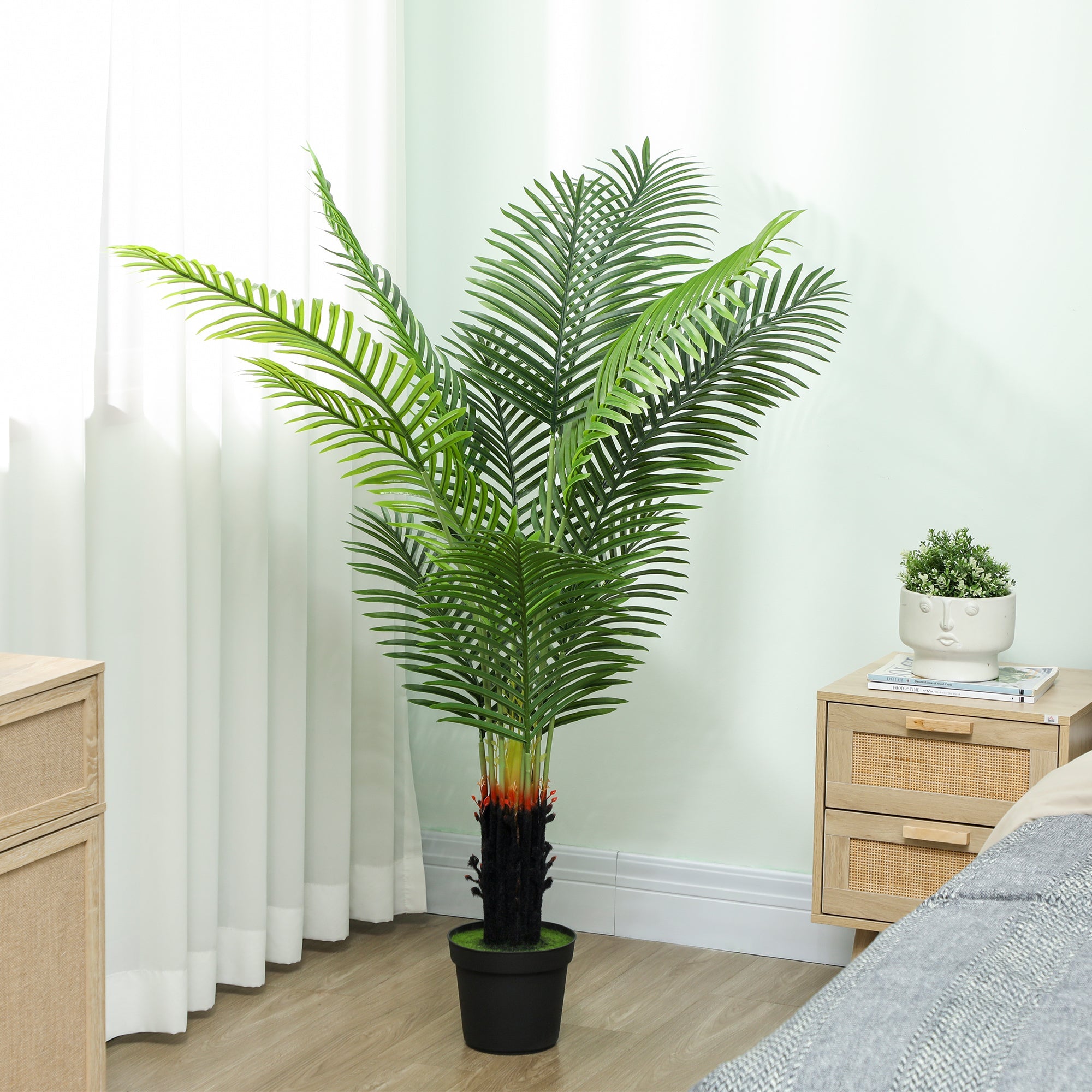 Elegant HOMCOM 150cm Artificial Areca Palm Tree with 12 PE Leaves, Decorative Artificial Plant with Plastic Pot and Flocked Soil, Fake Plant for Home Office Decor, Green