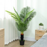 Elegant HOMCOM 150cm Artificial Areca Palm Tree with 12 PE Leaves, Decorative Artificial Plant with Plastic Pot and Flocked Soil, Fake Plant for Home Office Decor, Green