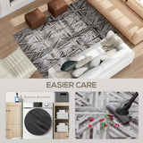 Elegant HOMCOM Modern Area Rug, Triangle Pattern Non-Slip Washable Rug, Chenille Floor Carpet for Living Room, Bedroom, Dining Room, Home Office, 230 x 160 cm, Brown