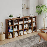 Elegant HOMCOM 3-tier 9 Cubes Spacious Storage Unit Particle Board Cupboard Bookcase Organiser Home Office Shelves, Rustic Brown