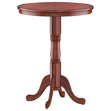 Wooden Pub Pedestal Dining Table with Stable Base and Spacious Tabletop