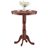 Wooden Pub Pedestal Dining Table with Stable Base and Spacious Tabletop