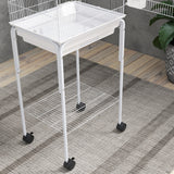 PawHut Bird Cage Budgie Cages for Finch Canary Parakeet with Stand Wheels Slide-out Tray Accessories Spacious Storage Shelf, White