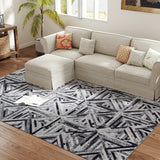 Elegant HOMCOM Modern Area Rug, Triangle Pattern Non-Slip Washable Rug, Chenille Floor Carpet for Living Room, Bedroom, Dining Room, Home Office, 290 x 200 cm, Black