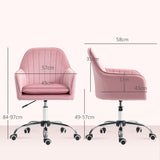 Elegant HOMCOM Velvet-Feel Tub Office Chair, with Seat Cushion - Dark Pink