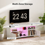 Elegant HOMCOM TV Stand Cabinet with LED Lights - High Gloss White
