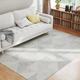 Elegant HOMCOM Modern Area Rug, Geometric Pattern Non-Slip Washable Rug, Soft Floor Carpet for Living Room, Bedroom, Dining Room, Home Office, 230 x 160 cm, in Sophisticated Grey